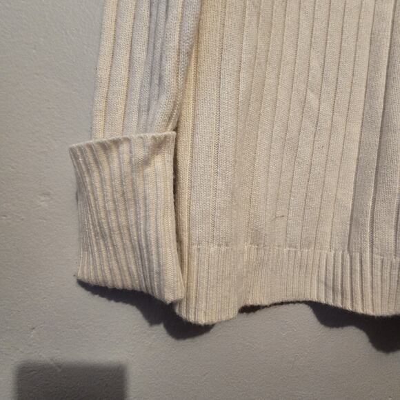 Banana Republic Rib Merino Cashmere Sweater Women's SM Ivory Classic Fisherman - Picture 3 of 10